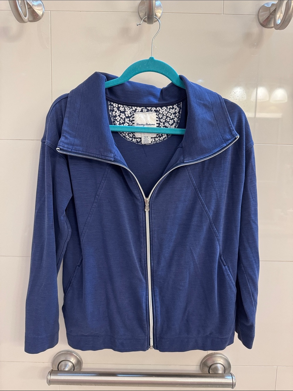 Tommy Bahama Women's Navy Full-Zip Bomber Jacket